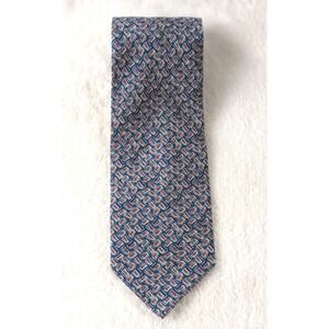 Kriziauomo Italy Silk Tie Blue Abstract Geometric Pattern Vintage‎ Men's
